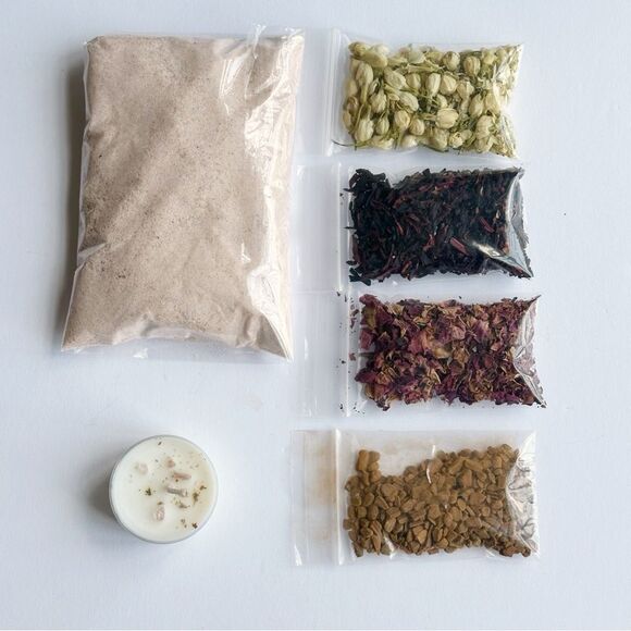 Divine Feminine Self-Love Salt Bowl Kit - Pink Himalayan Salt, Herbs, Tealight - Picture 2 of 6